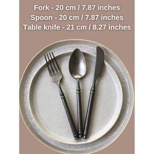 Ensemble de couverts en métal antique en étain, 3 pièces (cuillère, fourchette, couteau) pour hôtels et événements, designs personnalisables - Product Image 5