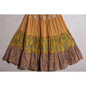 Cotton Block Print Floral <b>Patchwork</b> Bohemian Casual Long Ankle-Length <b>Skirt</b> Handmade Washable Pleated Design Women Summer Wear - Product Image 4