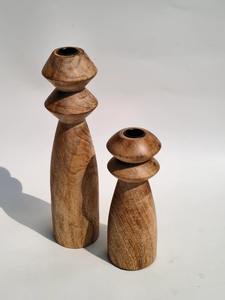 Porte-bougie en bois de luxe, décor sculpté artisanal, dessus diamanté - Product Image 2