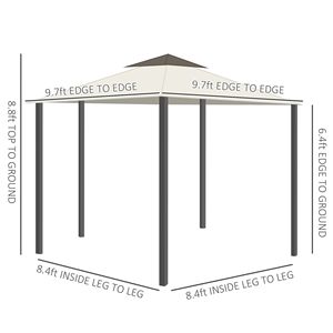 Gazebo da Esterno 3x3m con Tetto a Doppio Livello, Struttura in Alluminio, Tende e Zanzariere per Villa, Cortile, Giardino, Prato - Product Image 3
