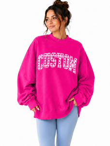 Sudadera Casual Holgada de Manga Larga con Cuello Alto y Apliques para Mujer, Precio Económico, con Letras de Guingán Personalizadas - Product Image 1