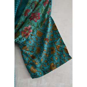 Kimono moderne en soie patchwork style bohème pour femme, robe de nuit longue, robe de détente tendance - Product Image 4