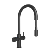 Robinet intelligent F202-C-BK manuel 5 voies à économie d'énergie pour évier, eau potable, cuisine, fonctionnement facile, lumière bleue, usage commercial/domestique