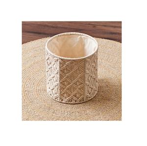 Cesta de almacenamiento de macramé hecha a mano, venta al por mayor directa de fábrica, decoración boho, cesta hueca tejida a mano con cuerda de algodón y asa. - Product Image 3