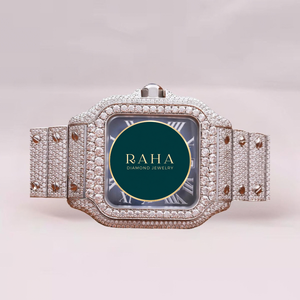 Montre mécanique automatique unisexe de luxe entièrement sertie de moissanite VVS personnalisée en acier inoxydable, verre 3 ATM, 41 mm, analogique, avec fermoir papillon - Product Image 3