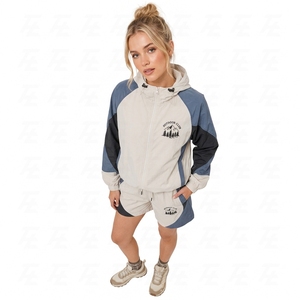 <b>Women's</b> <b>2</b> <b>Piece</b> Tracksuit Set Color Block Zip Up Hoodie Jacket and Shorts Quick Dry Sporty <b>Outfit</b> - Product Image 6
