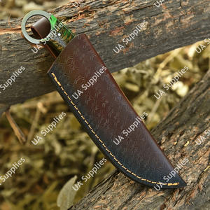 Couteau tactique de chasse et de camping à lame fixe en acier Damas Rain Drop, avec trou pour le pouce, manche en résine de pin, idéal pour l'EDC - Product Image 5