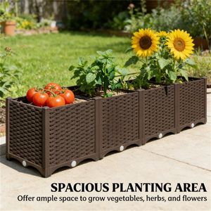 Jardinière surélevée marron et pot de fleurs d'extérieur – Bac de plantation et jardinière pratiques - Product Image 3