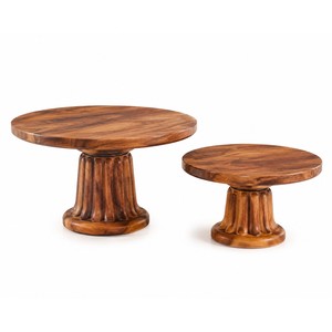 Acacia Wood <b>Rotating</b> <b>Cake</b> <b>Stand</b> with Fluted Pedestal Base - Wholesale - Product Image 5