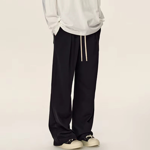 New Custom Logo <b>Canvas</b> Baggy Sweatpants 100% Polyester Straight Pattern Mid Waist Casual Eco-Friendly Breathable - Product Image 3