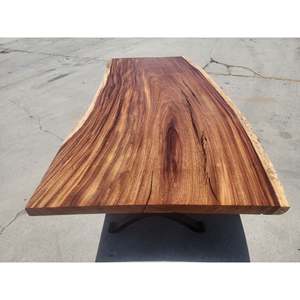 Table à manger rectangulaire en bois rustique éco-responsable faite à la main, design moderne, stable, 6 places, pieds en métal, meubles pour la maison - Product Image 5