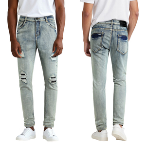 Custom Logo High Quality Mens <b>Jeans</b> Ripped Desgin Denim Pants Slim Fit <b>Jeans</b> Men - Product Image 3