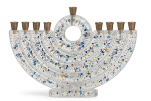 Ménorah Hanouka en résine élégante faite à la main, porte-bougies à 9 branches, décoration de maison juive moderne, cadeau pour Halloween et Noël - Product Image 6