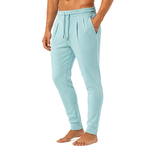 <b>Mens</b> Slim Fit Waffle Knitted <b>Trousers</b> Textured Casual Jogger Pants <b>Elastic</b> Drawstring Waist Custom Lightweight Bottoms Wholesale - Product Image 3
