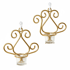 Juego de 2 apliques de pared de metal dorado antiguo, los más vendidos, decoraciones de pared, apliques de pared colgantes, en oferta - Product Image 2