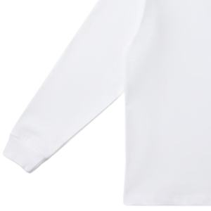 <b>Men</b> <b>White</b> <b>Long</b> <b>Sleeve</b> <b>T</b> <b>Shirt</b> with Small Chest Logo Crew Neck Cotton Casual Streetwear Fashion Top for Daily Wear - Product Image 5