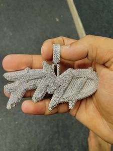 Colgante con Nombre Estilo Graffiti Iced Out, Plata de Ley 925, Diamante Moissanita, Hip Hop, Letra Personalizada Drip Charm - Product Image 3