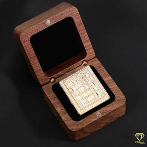 Moissanite Luxury Geometric <b>Cocktail</b> <b>Ring</b> With Baguette Cut Crystal Pave Setting 18K <b>Gold</b> Plated And Silver Tone Unisex Party Je - Product Image 2
