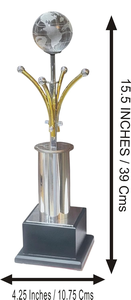 Trofeo Metálico Personalizable de Primera Calidad con Globo de Cristal de 15 Pulgadas, Premio Moderno para Ganadores, Exitosos, Empleados y Estudiantes - Product Image 3