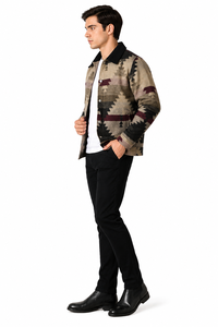 Veste homme à imprimé aztèque, motif sud-ouest, surchemise à imprimé tribal, veste d'hiver, design ethnique, vêtement d'extérieur décontracté, motif premium - Product Image 2