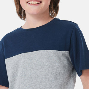 เสื้อยืดคอกลมแขนสั้นผู้ชาย ลายบล็อกสีสันสดใส สไตล์ลำลอง สำหรับวัยรุ่น ฤดูร้อน  ผ้าถักลายแบบกำหนดเองและผ้าถักแบบ Patchwork - Product Image 5