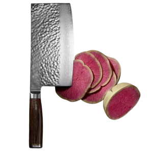 Couteau à découper les légumes de 7 pouces en acier Damas, lame martelée, manche en bois, outil de découpe professionnel - Product Image 3