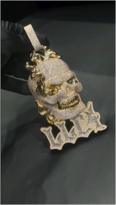 Collar de Hip Hop con Colgante de Calavera Chapado en Oro, Colgante de Calavera con Moissanita, Colgante de Calavera con Diamantes Iced Out para Hombre - Product Image 2