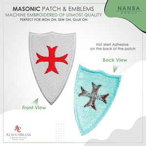 Parche Bordado con Escudo de los Caballeros Templarios con una Cruz Roja sobre un Fondo Blanco - Product Image 2