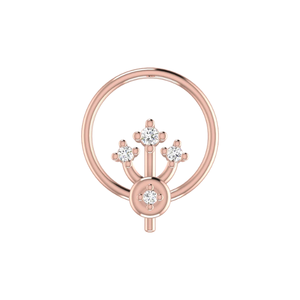 AJRETAIL Piercing de nez pour femme, design ethnique fleur royale en or 14 carats avec diamant naturel 0,02 ct - Product Image 3