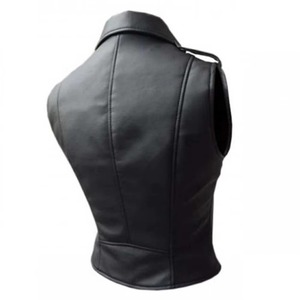 Chaleco de Motociclista de Cuero Negro Personalizado para Hombre, Chaleco sin Mangas, Cuello Alto, Chaleco de Cuero Genuino para Motociclistas - Product Image 5