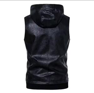 Veste en cuir vintage pour homme à capuche zippée, coupe-vent et anti-plis, style décontracté, très vendue - Product Image 2