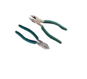 Alicates combinados de acero al carbono con mango cómodo de PVC verde, alicates de liniero para electricistas, para cortar cables, de alta resistencia. - Product Image 1