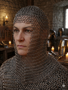 Coif médiéval léger en maille d'aluminium noire traditionnelle pour costume de reconstitution historique Renaissance - Product Image 6