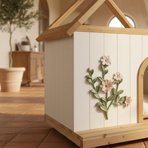 Casa Moderna para Gatos de Cedro con Techo Acrílico, Refugio para Mascotas de Madera Blanca para Interiores y Exteriores, para Gatos y Perros Pequeños - Product Image 4
