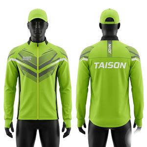 Premium 280 GSM Polyester Interlock Soccer Training Jacket Beige Grey Panel Custom Embroidery Print - Product Image 4