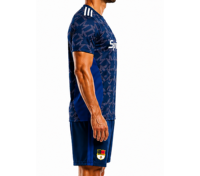 Conjunto de Camiseta de Fútbol Unisex Sprint, Personalizable con Nombre de Equipo, Estampado Geométrico Azul Sublimado, Transpirable, Cuello en V, Sin Mangas, para Adultos, Verano