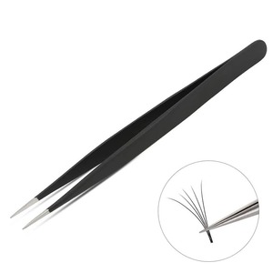 Pinzas para Pestañas FLAVIO MEDICOS con Punta de Fibra de 10 mm, Acero Inoxidable Serrado, Alta Precisión, Curvadas, para Extensión de Pestañas de Volumen, Profesionales - Product Image 3