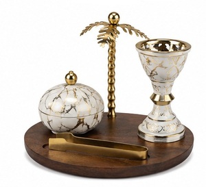 Tibetan Incense <b>Burner</b> Set with Brass Decorative Lid and Sandalwood Base Hand-Made Religious Use All-Season - Product Image 4