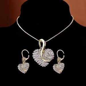 Ensemble collier pendentif cœur personnalisé en moissanite Glash sertie de pierres, avec chaîne à maillons et boucles d'oreilles, pour mariage, fiançailles, bijoux de mode, cadeau - Product Image 2