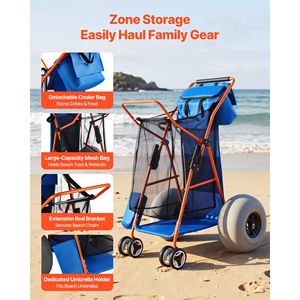 Carrello da Spiaggia Pieghevole Grande Capacità 75 kg con Ruote Isolate da 12 Pollici - Product Image 5