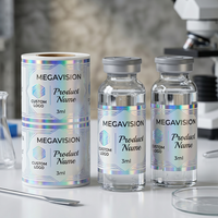 Étiquettes holographiques autocollantes étanches pour flacons de peptides 3ml 5ml 10ml, pour poudres cosmétiques et flacons de laboratoire – Vente directe usine