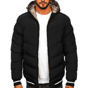 Men's Fashion Custom Logo Puffer Winter Jacket Windproof <b>Waterproof</b> <b>Padded</b> Hooded Collar Puffer Jackets - Product Image 6