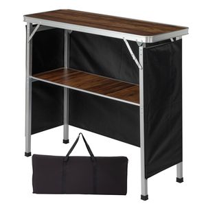 Tavolo da Bar Pieghevole Portatile con Ripiano e Borsa Nera per il Trasporto, Ideale per Eventi Interni ed Esterni - Product Image 1