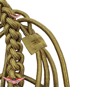 Aiguillette de parade tressée en Mylar doré, bleu marine avec fil torsadé doré et pointes dorées, cordon d'épaule pour épaulettes - Product Image 2