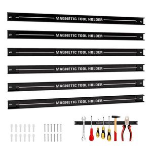 6 Pack Black Magnetic Carbon Steel Tool Organizer Strips Clutter-Free Workspace for Efficient Tool Management - Product Image 1