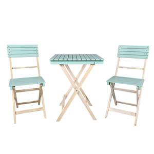 Ensemble de meubles de patio en bois d'acacia portable 3 pièces comprenant 2 chaises pliantes et une table basse carrée pour jardin et bistro - Product Image 1