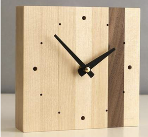 Square Wooden Wall <b>Clock</b> with Geometric Design Minimalist Antique Style <b>Silent</b> Quartz Analog for Living Room Decor - Product Image 3