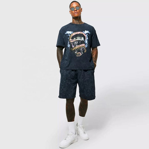 T-shirt Homme Oversize en Coton Épais Effet Délavé Acide avec Motif, Style Vintage et Décontracté, Tendance Streetwear - Product Image 6