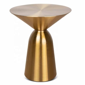 Diseño Circular elegante oro cepillado acabado aluminio tradicional mesa auxiliar decorativa mesa de centro sofá Mesa dormitorio - Product Image 2