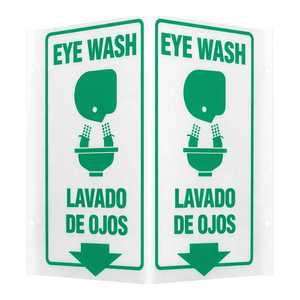 Panneau de signalisation de sécurité bilingue pour lavage des yeux (anglais/espagnol) – Panneau d'avertissement en PVC haute visibilité pour laboratoires - Product Image 2